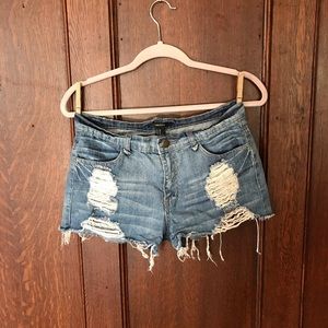 Distressed F21 jean shorts